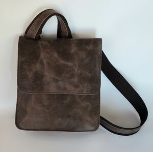 Leathario Men's Brown Leather Crossbody Bag